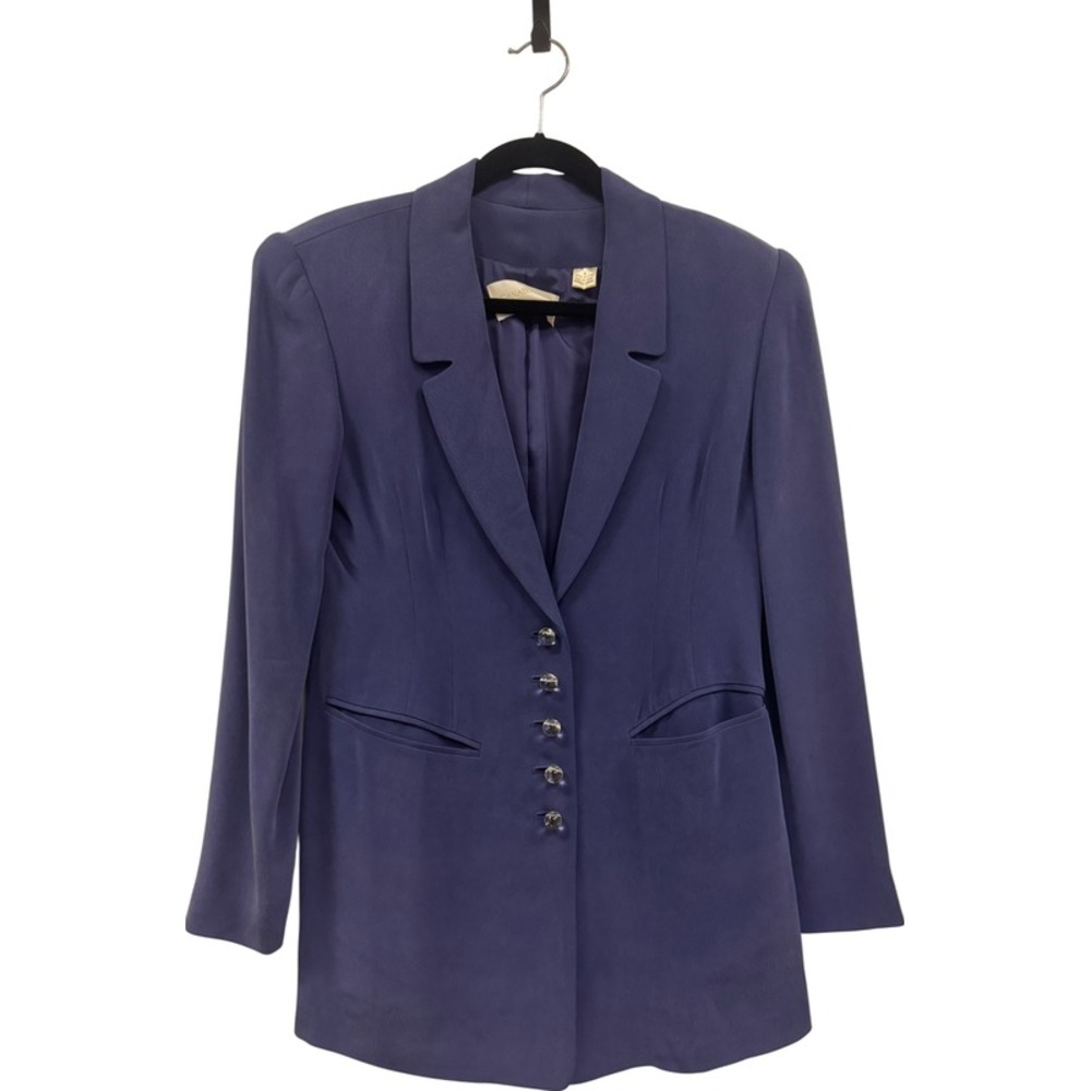 Dana Buchman Blazer Jacket Periwinkle Purple Women's Sz  6 W/ Glass Button‎